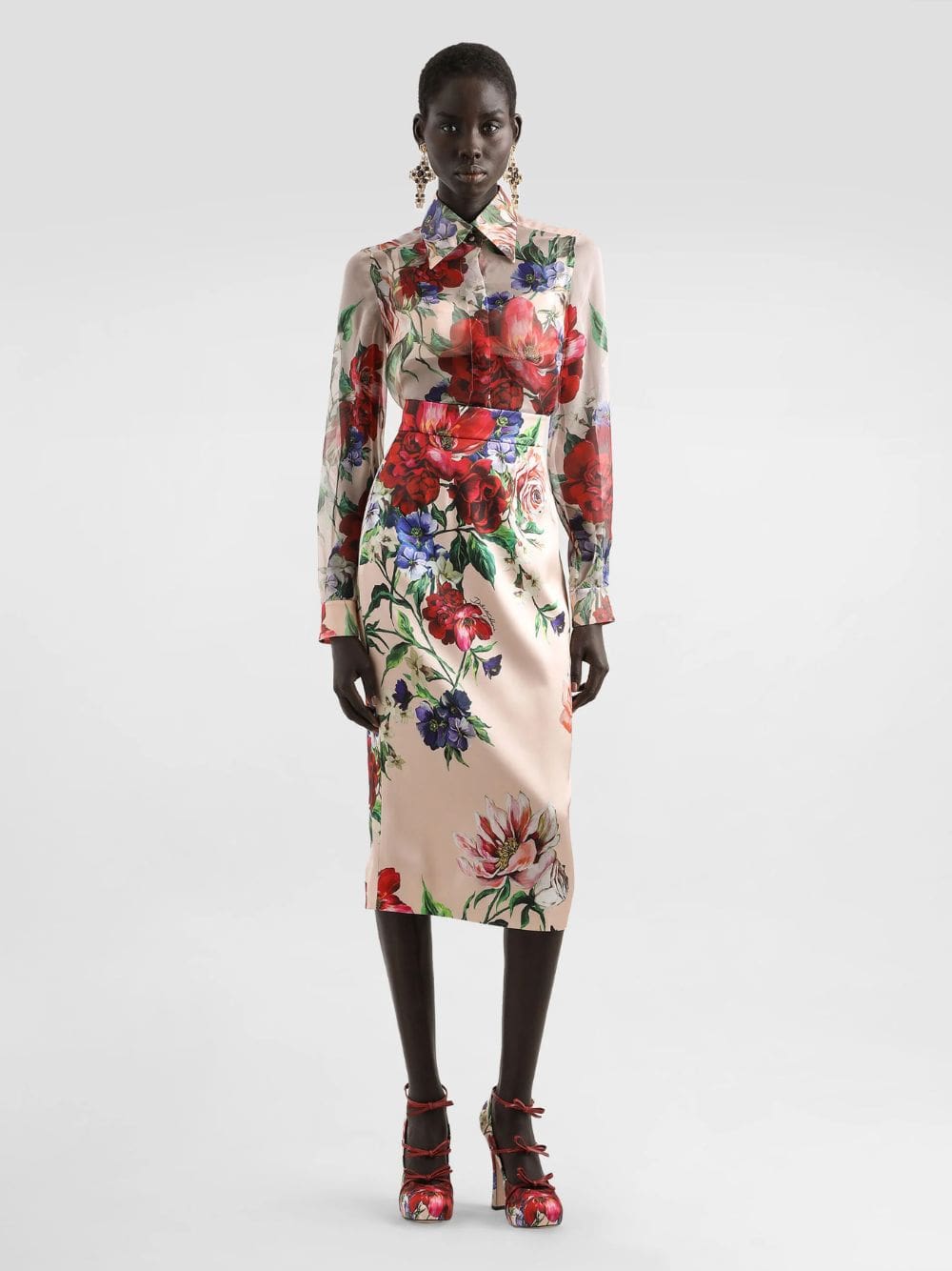 Pink Floral Chiffon Long-Sleeved Shirt - Image 2