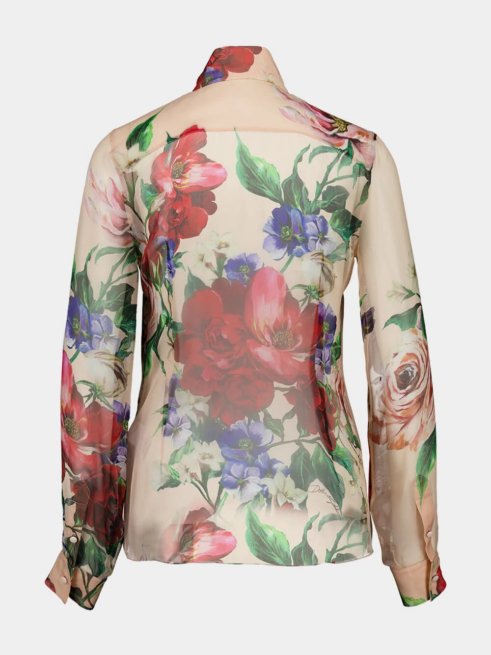 Pink Floral Chiffon Long-Sleeved Shirt - Image 3