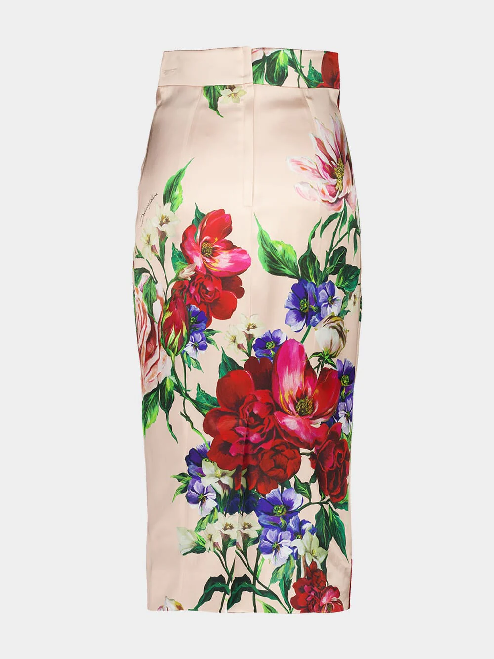 Pink Floral Viscose Midi Skirt - Image 2