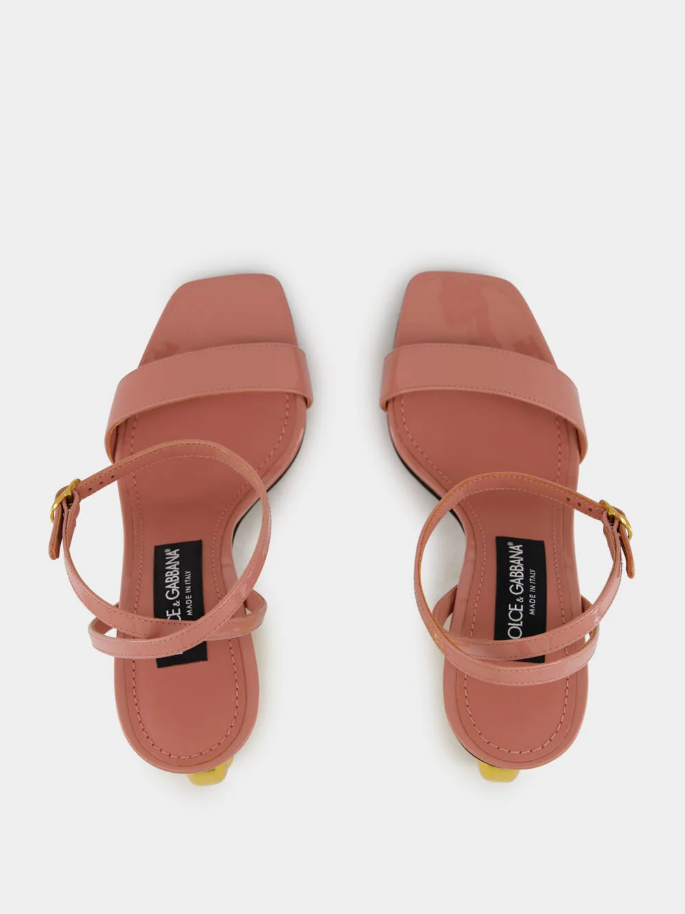 Pink Patent Leather Sandals with Sculptural Heel - Image 4
