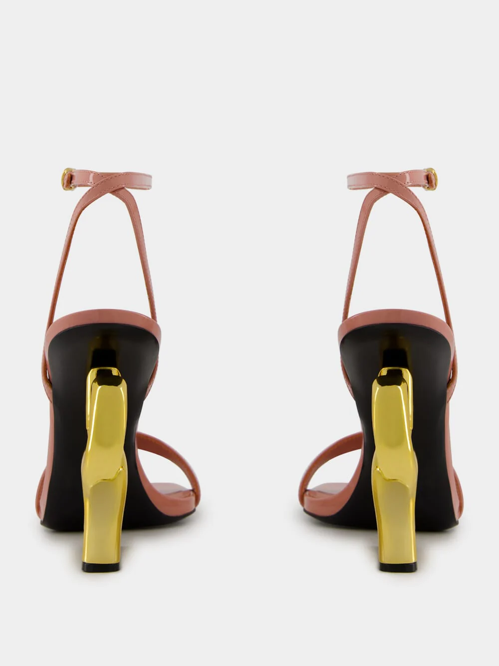 Pink Patent Leather Sandals with Sculptural Heel - Image 5