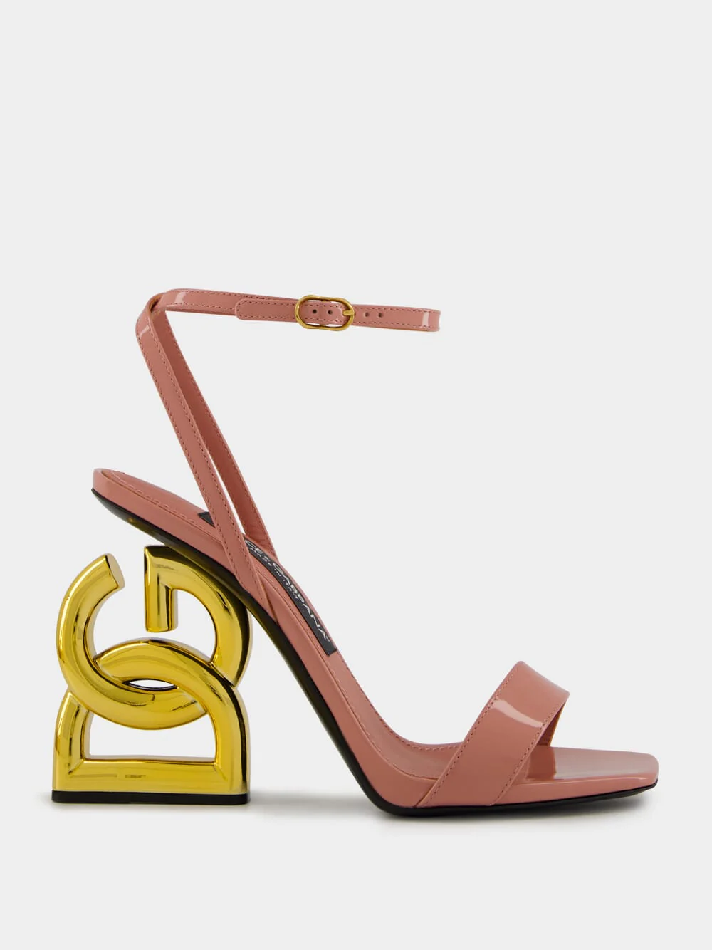 Pink Patent Leather Sandals with Sculptural Heel - Image 8