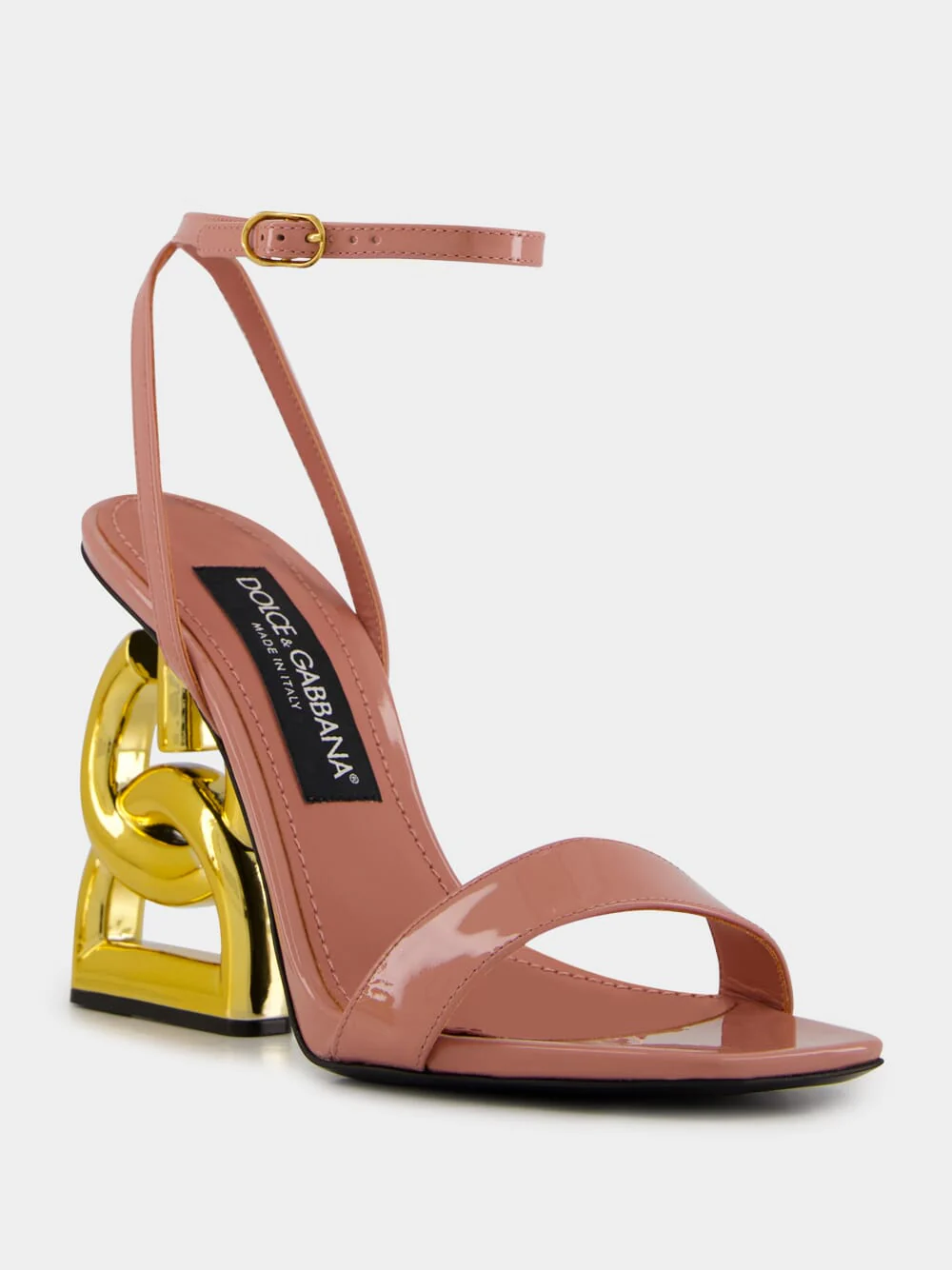Pink Patent Leather Sandals with Sculptural Heel - Image 9
