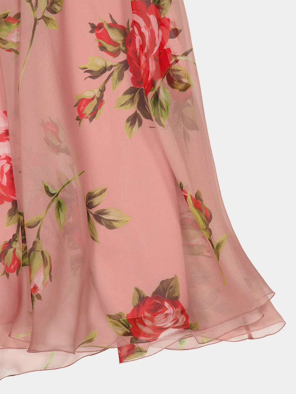 Pink Rose Bouquet Print Silk Skirt - Image 4