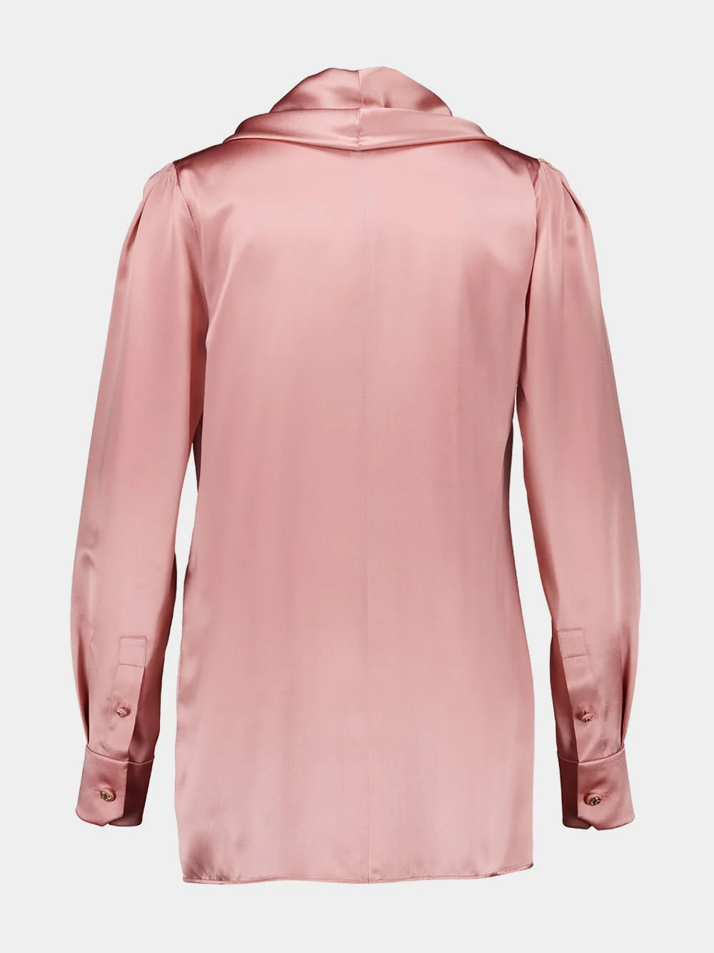 Pink Silk Satin Blouse with Shawl Neck - Image 8