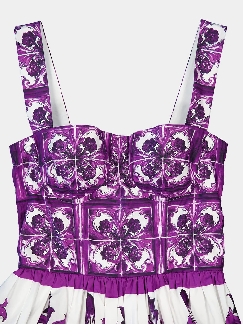 Purple Majolica Print Poplin Midi Dress - Image 5
