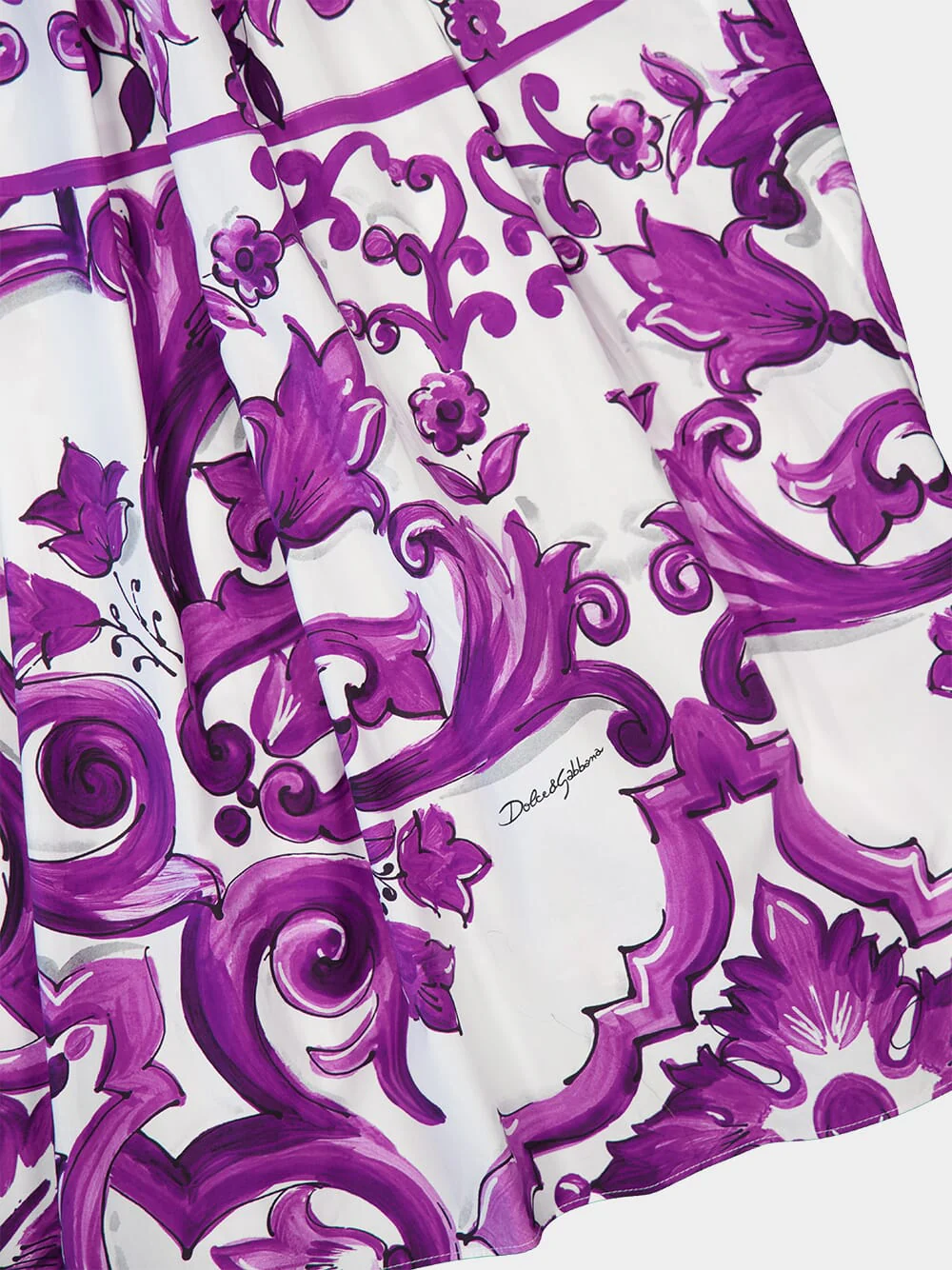 Purple Majolica Print Poplin Midi Dress - Image 6