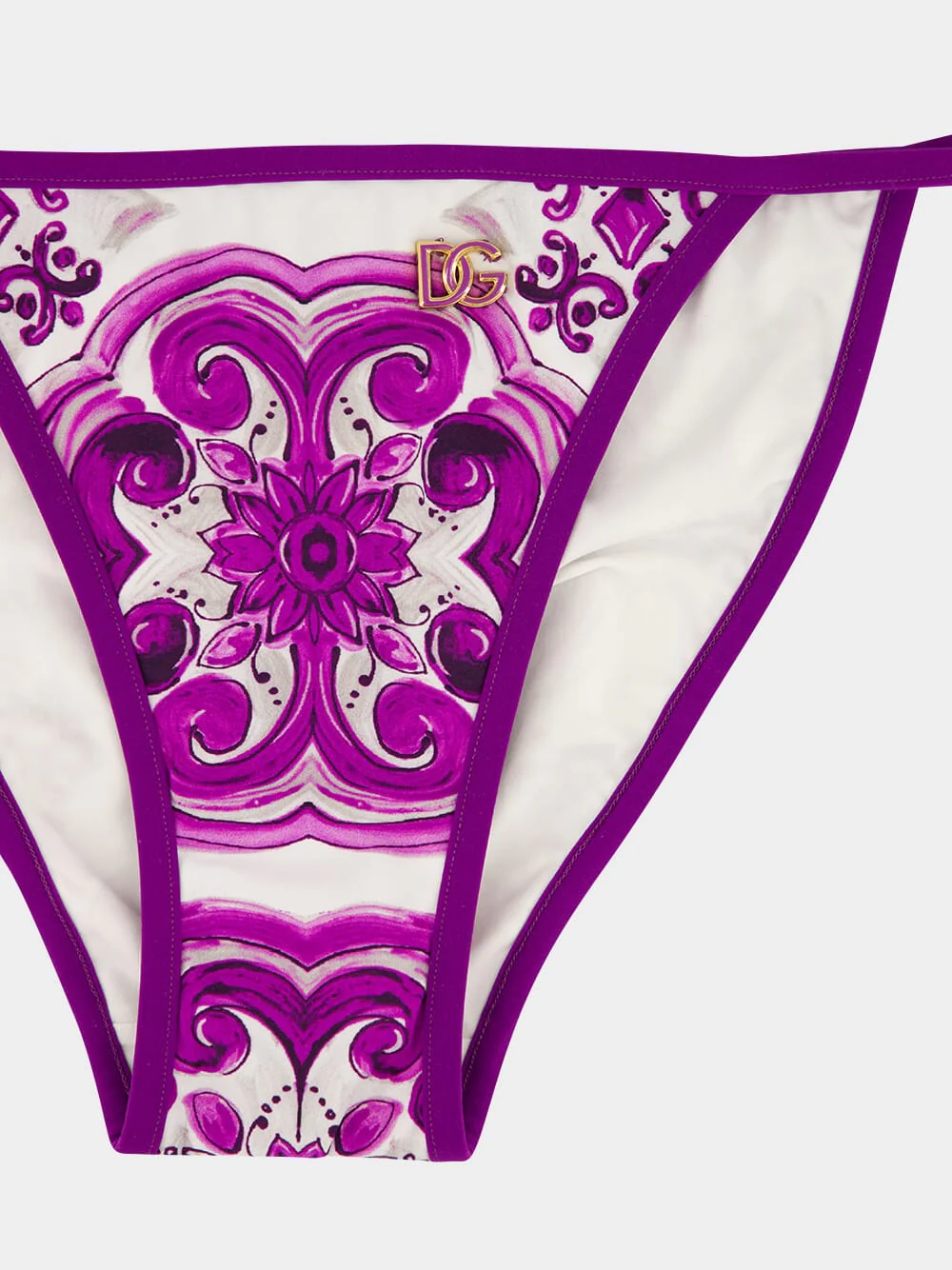 Purple Majolica Print Triangle Bikini - Image 4