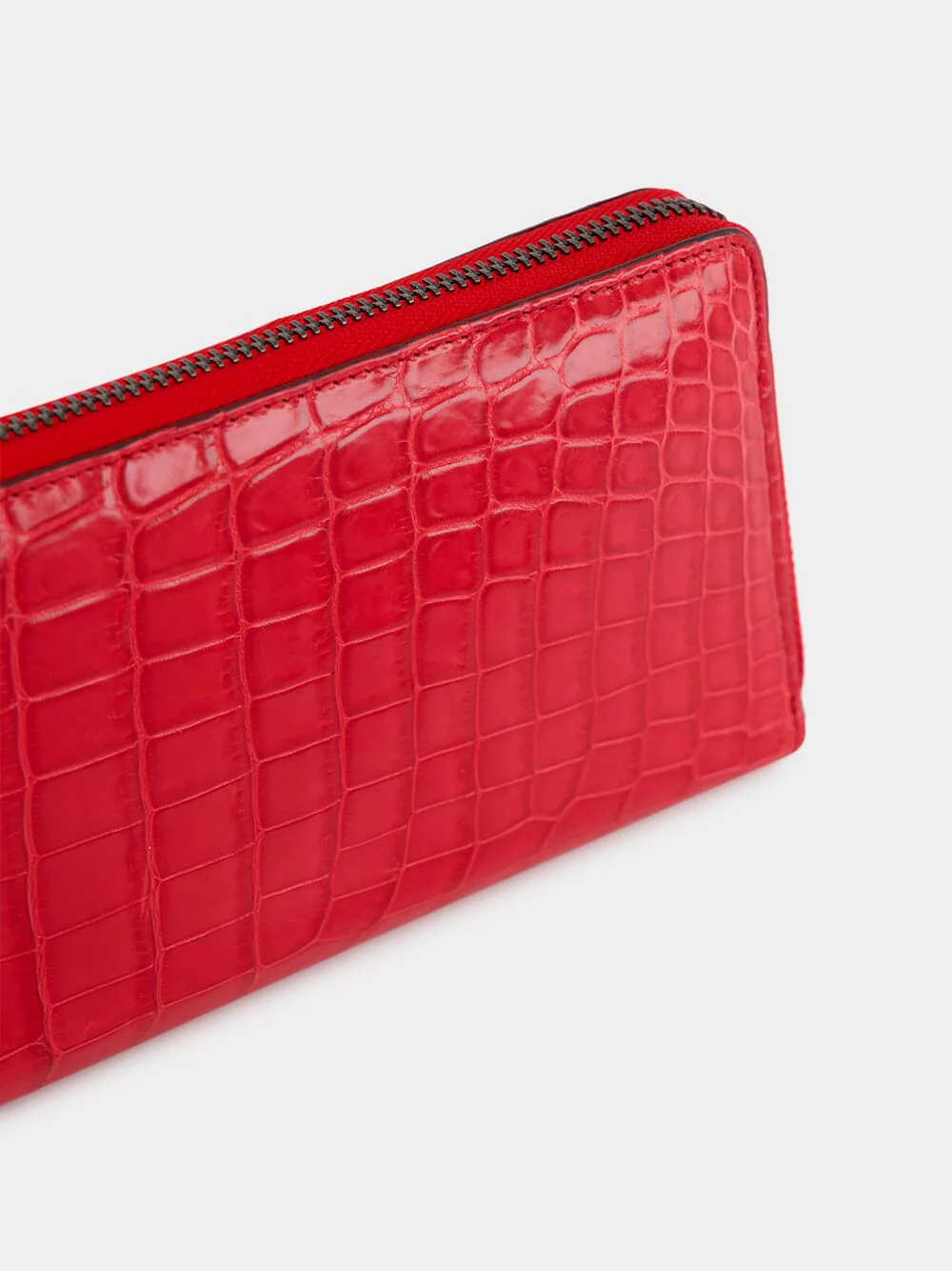 Red Crocodile Leather Zip Wallet - Image 3