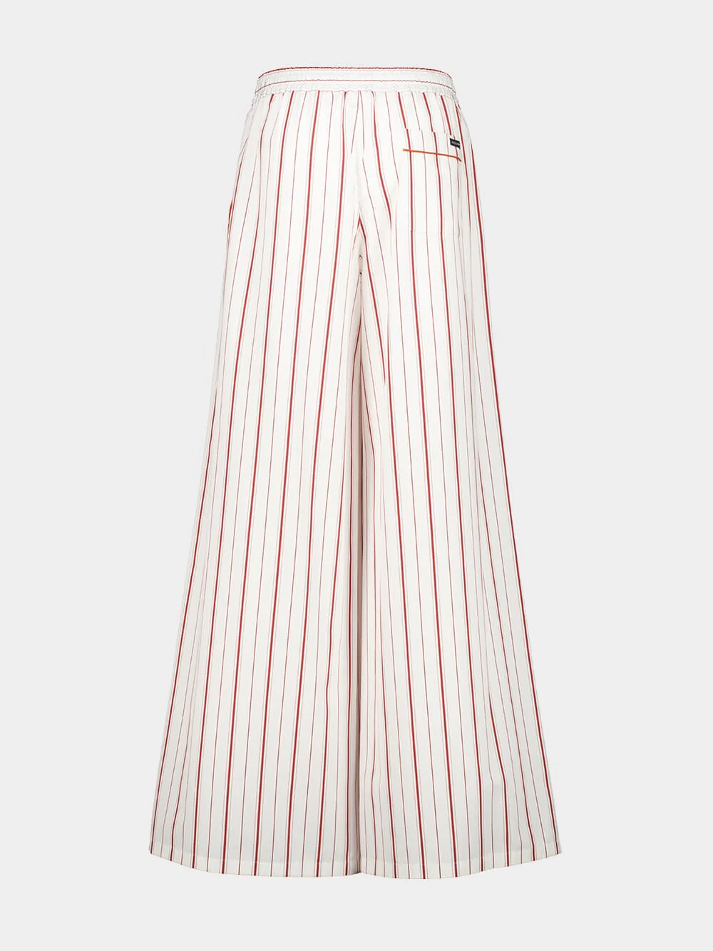 Red Striped Poplin Wide-Leg Trousers - Image 4