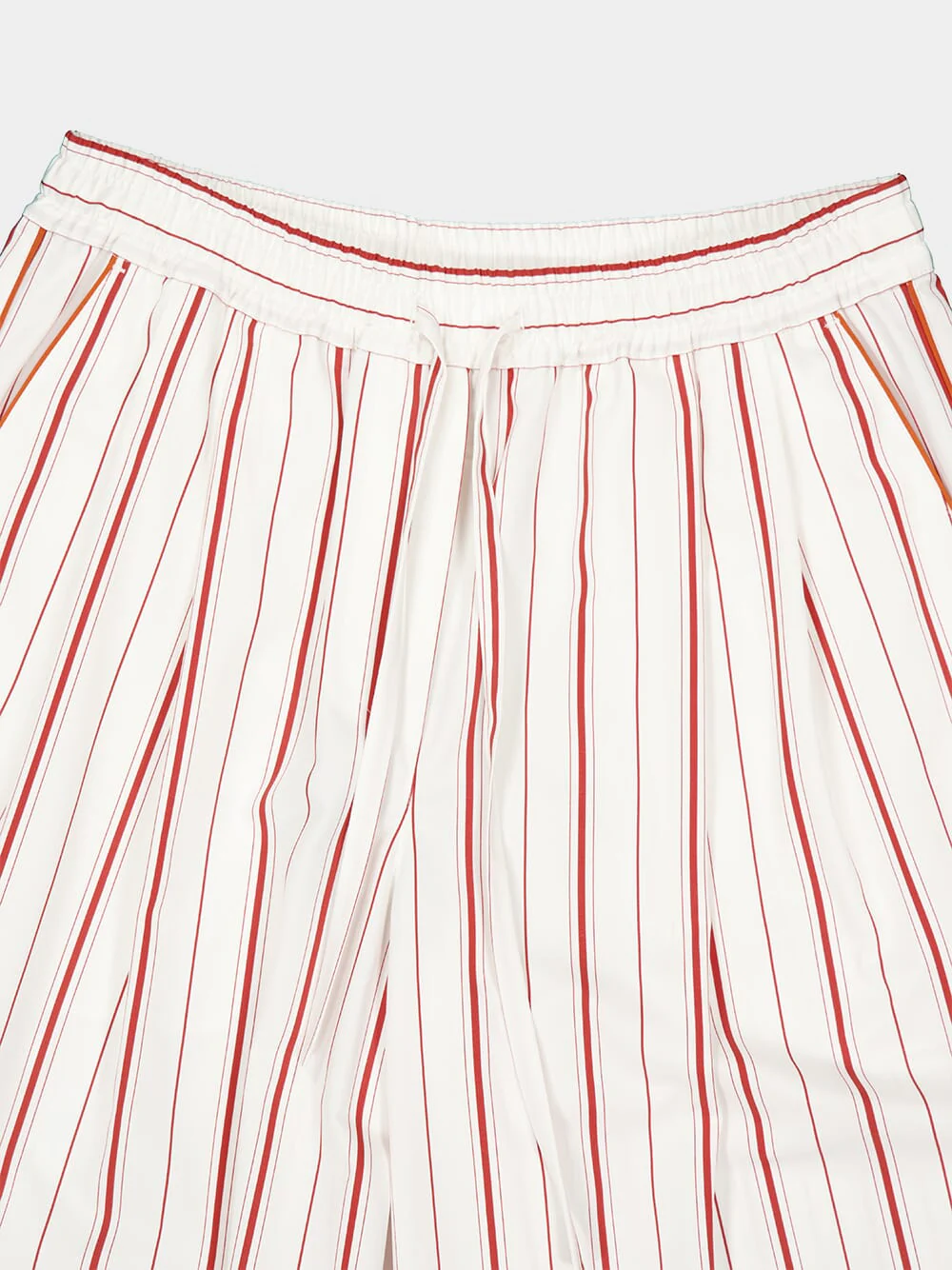 Red Striped Poplin Wide-Leg Trousers - Image 5