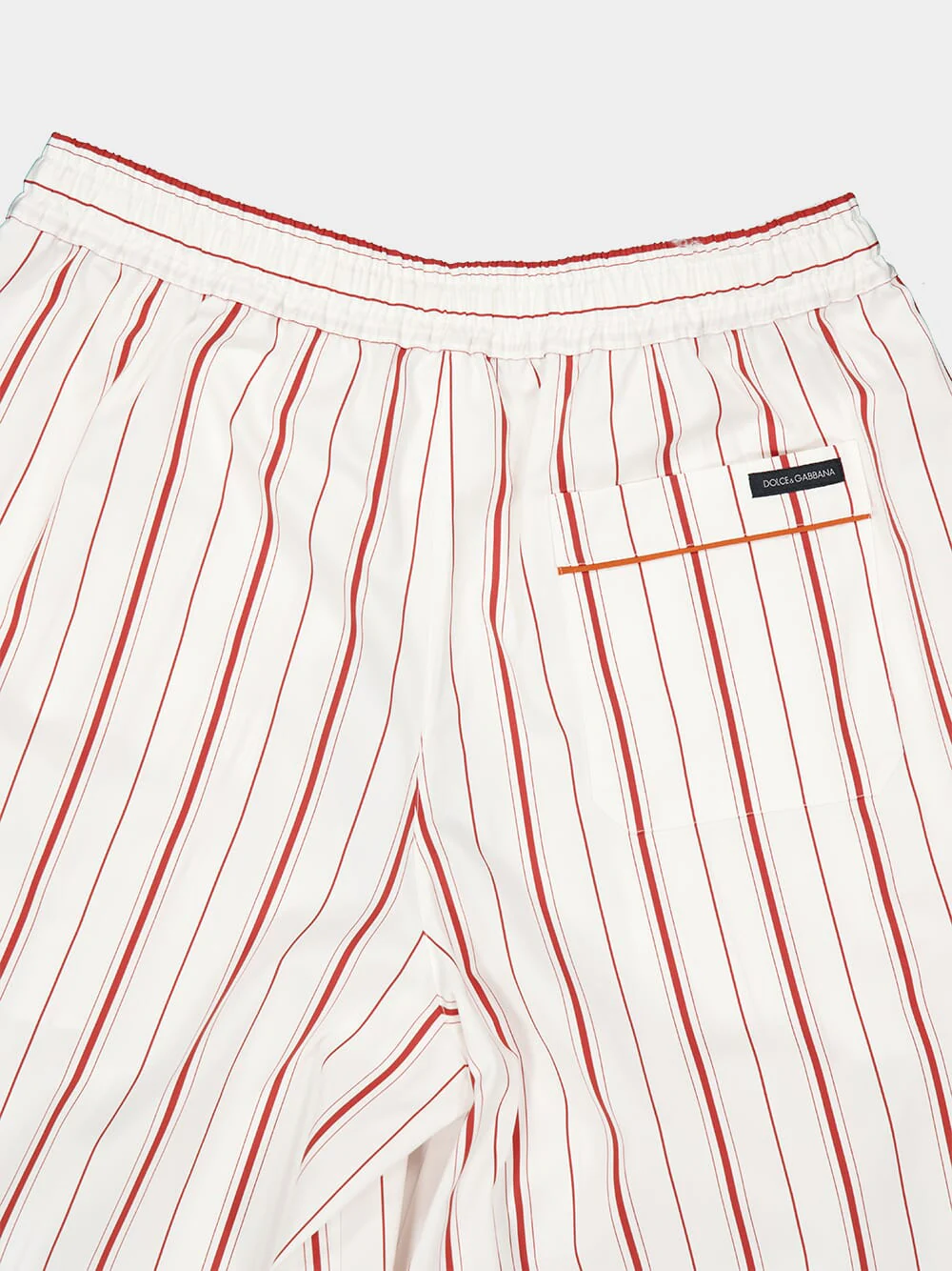 Red Striped Poplin Wide-Leg Trousers - Image 6