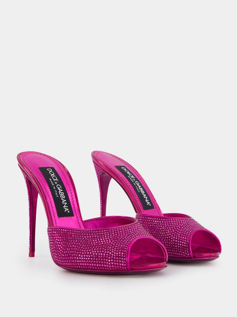 Rhinestone-Embellished Satin Mules - Image 3