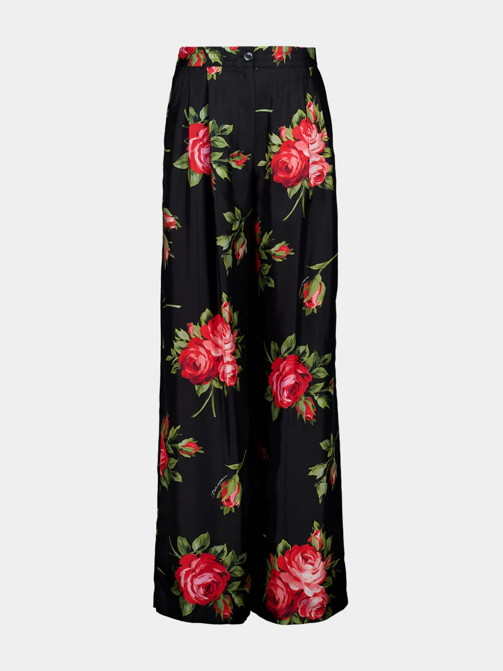Rose Bouquet-Print Wide Twill Trousers - Image 2