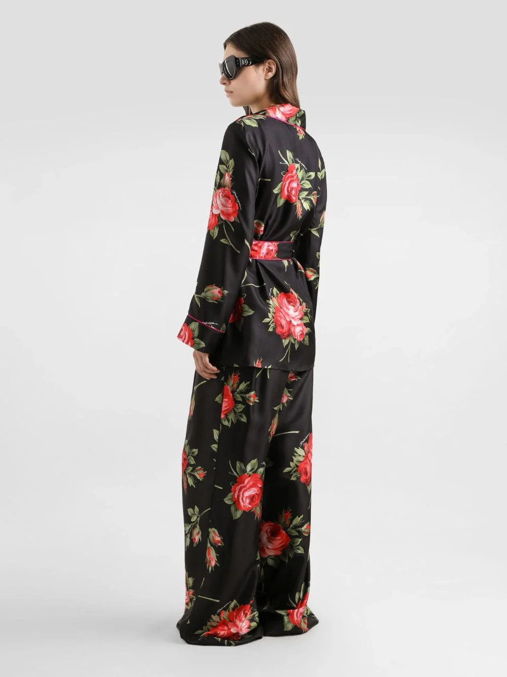 Rose Bouquet-Print Wide Twill Trousers - Image 3