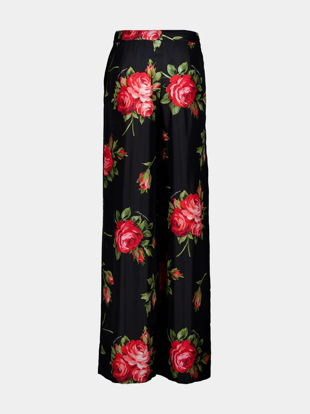 Rose Bouquet-Print Wide Twill Trousers - Image 4