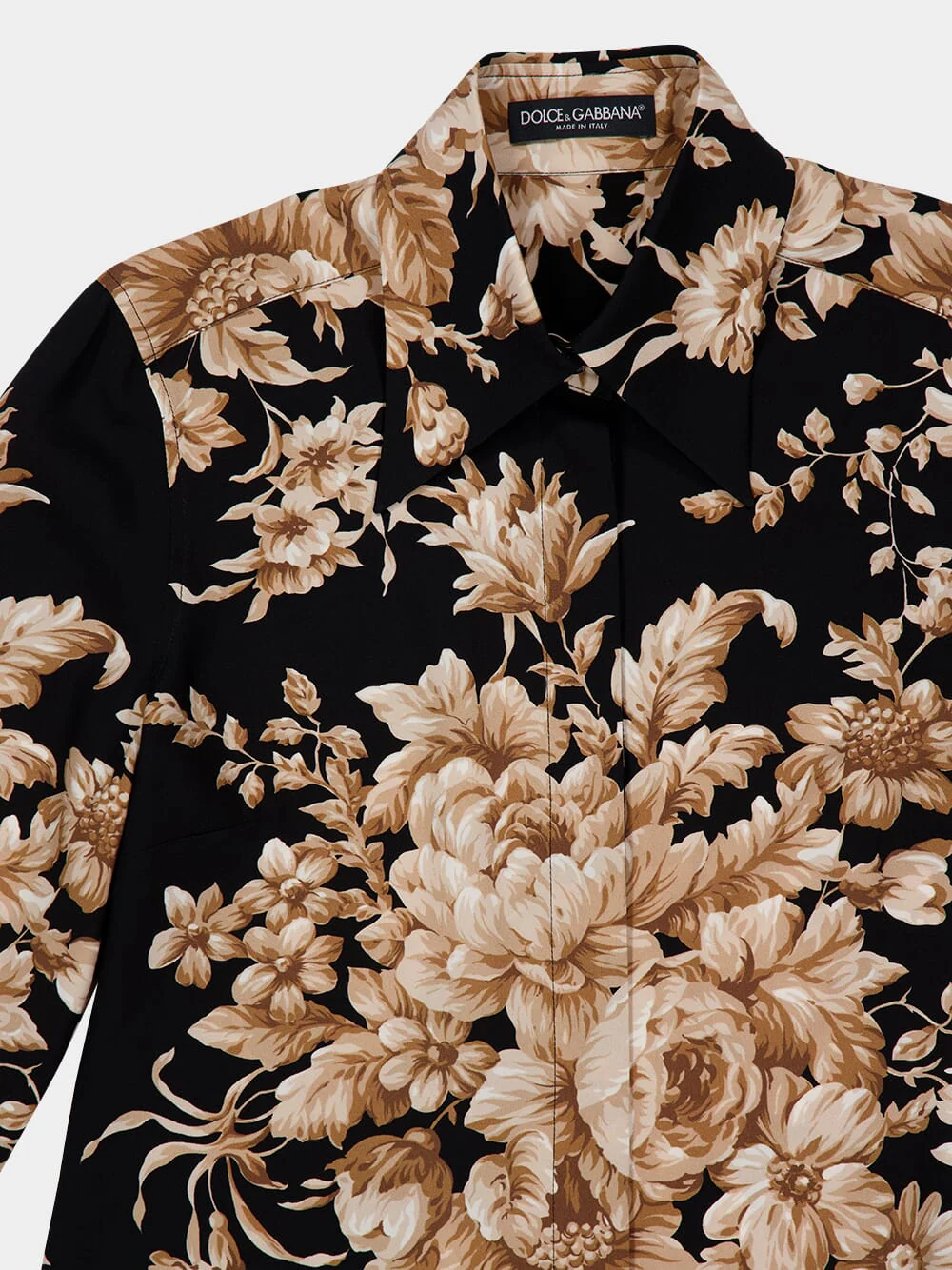 Rose-Print Charmeuse Silk Shirt - Image 3