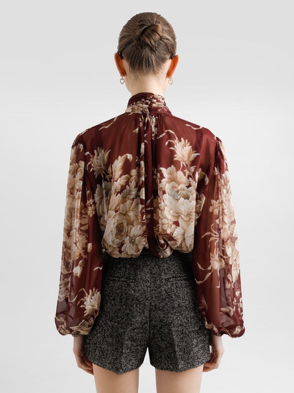 Rose-Print Chiffon Silk Blouse - Image 5