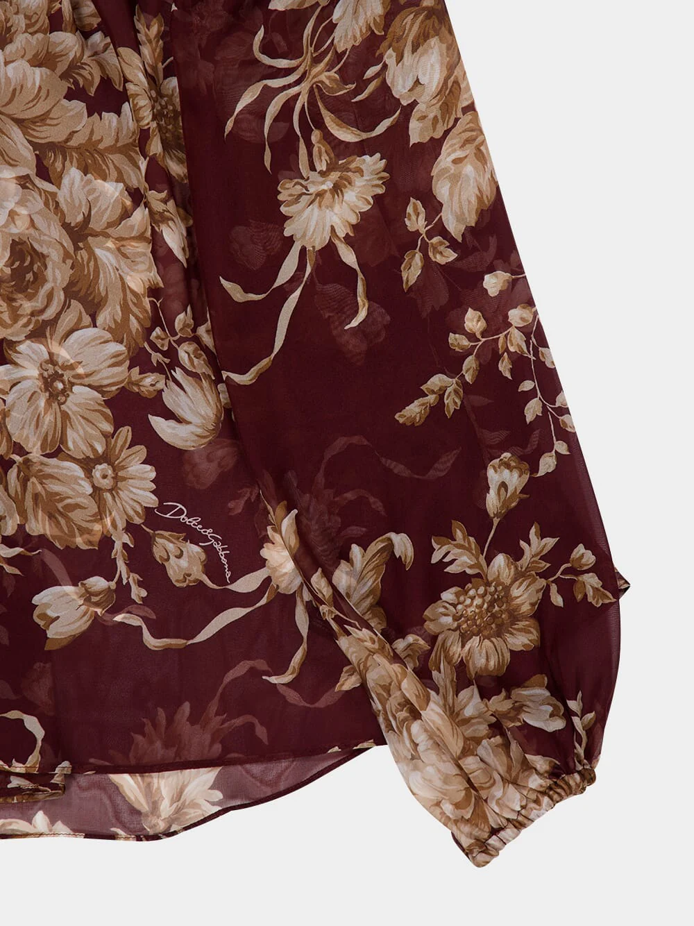 Rose-Print Chiffon Silk Blouse - Image 6