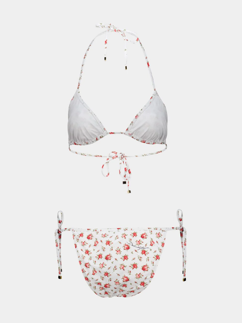 Rose Print Triangle Bikini - Image 2