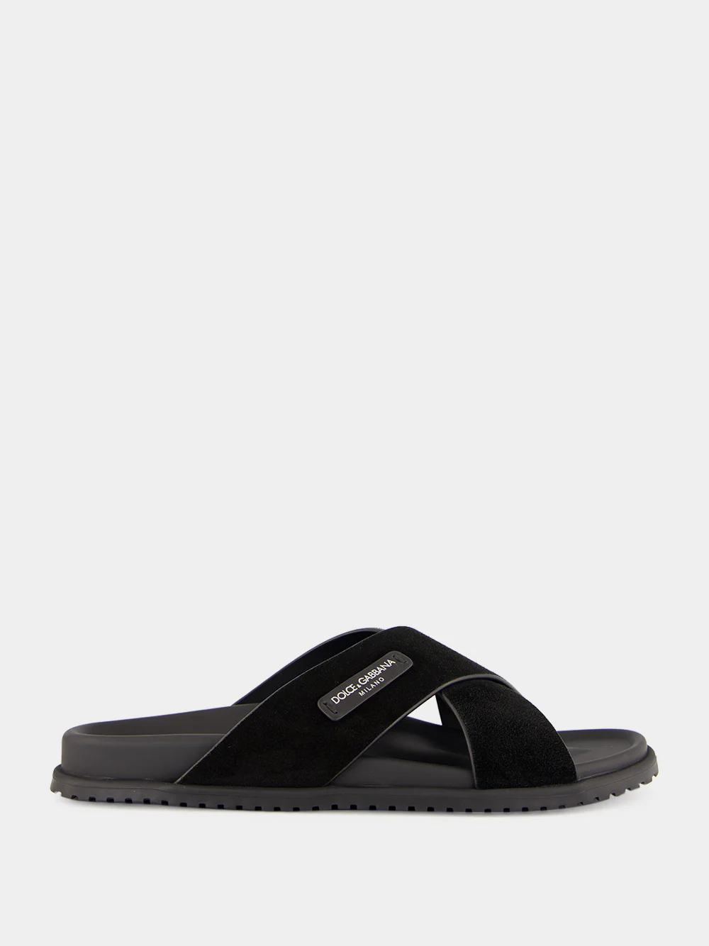 Black Split Leather Sandals
