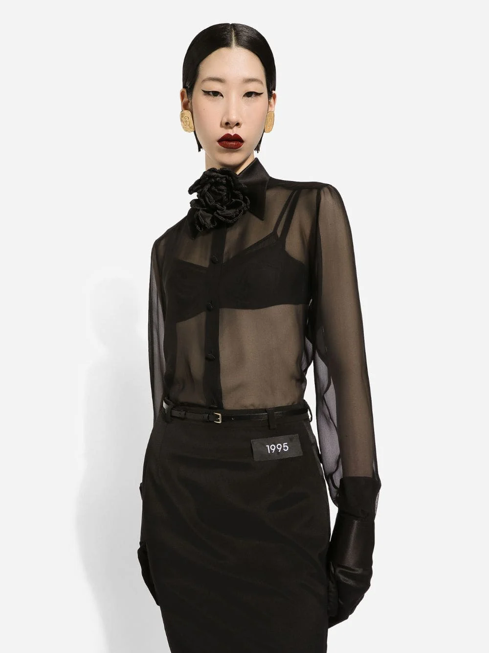 Satin-Trimmed Silk-Chiffon Shirt - Image 2