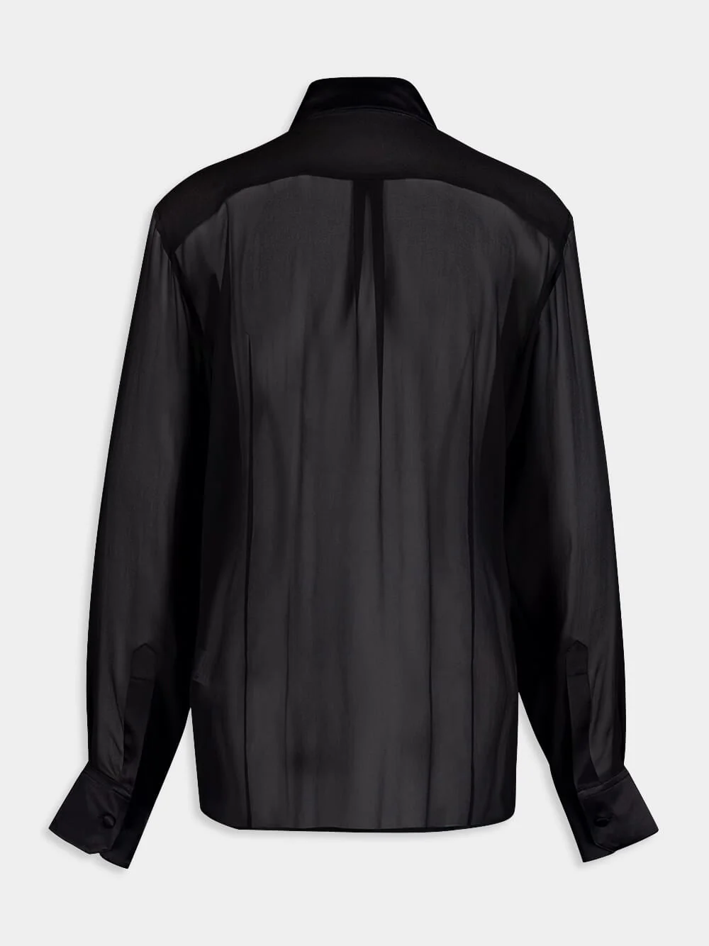 Satin-Trimmed Silk-Chiffon Shirt - Image 3