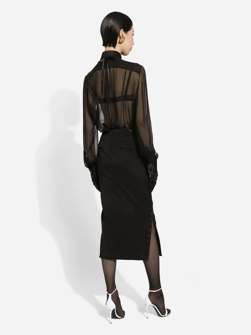 Satin-Trimmed Silk-Chiffon Shirt - Image 4
