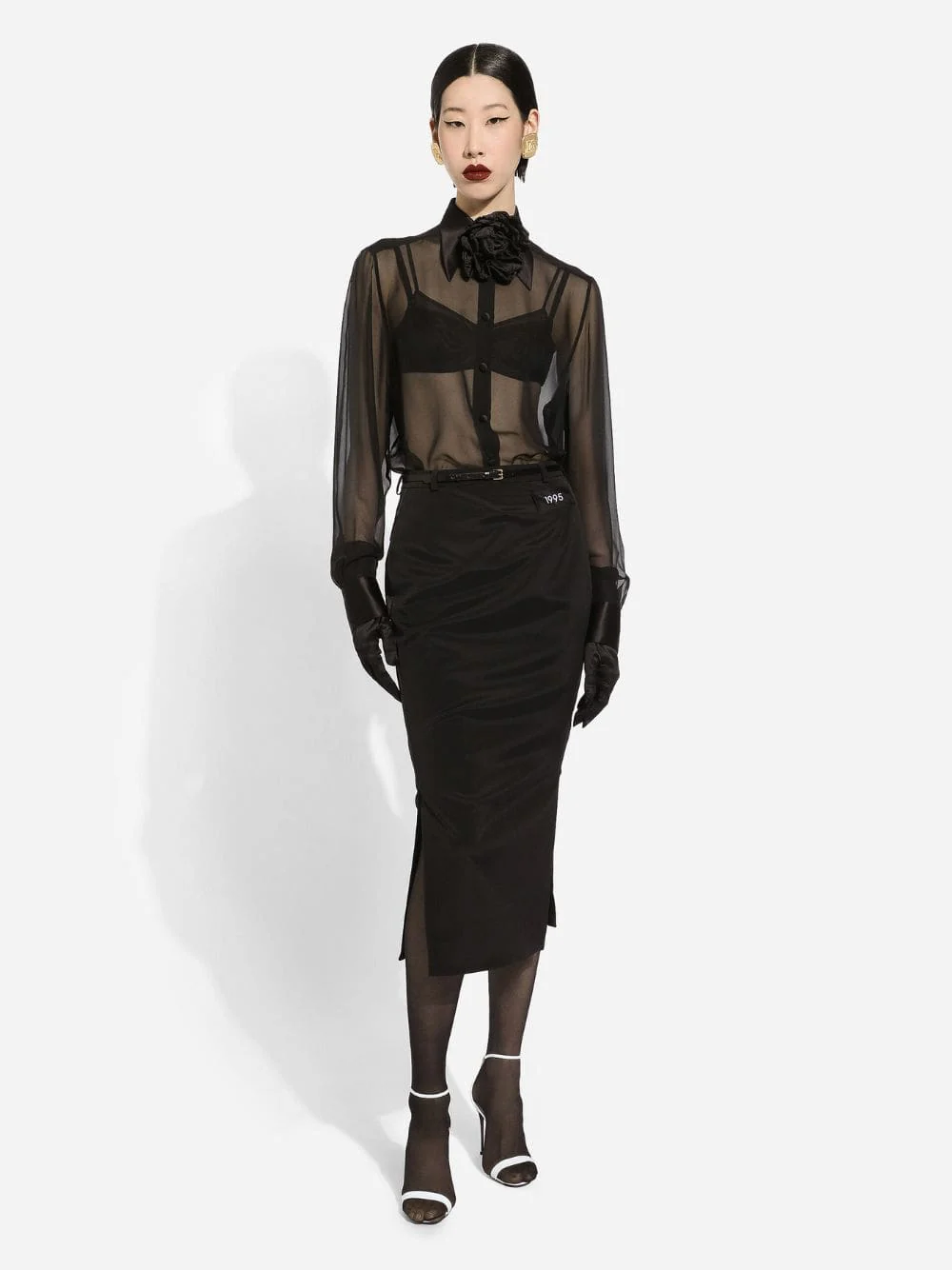 Satin-Trimmed Silk-Chiffon Shirt - Image 5