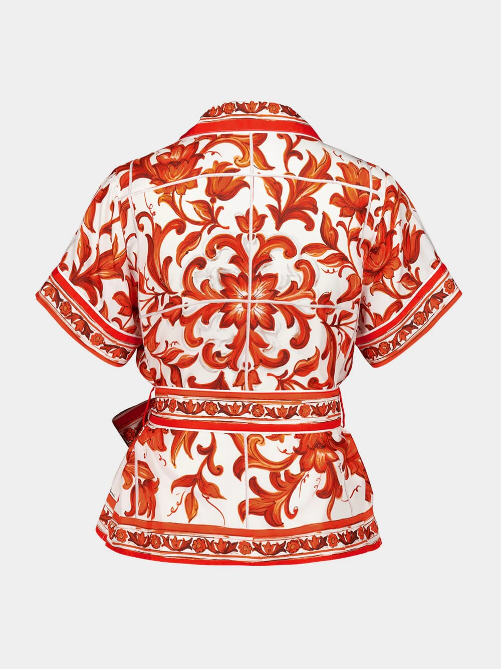 Orange Majolica-Print Silk Vanity Shirt - Image 3