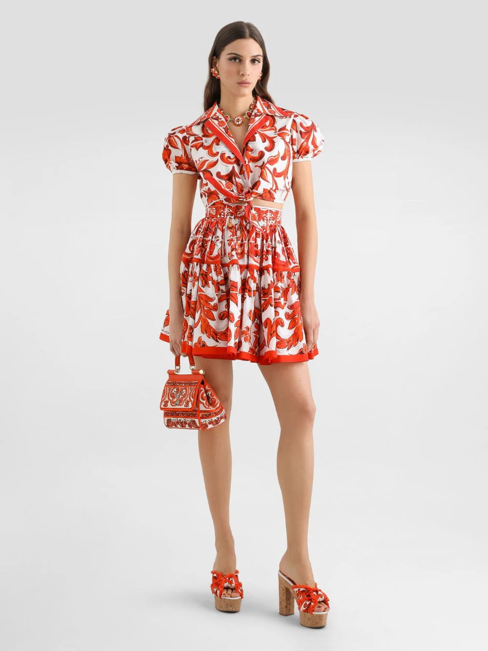 Orange Majolica Poplin Tie Shirt