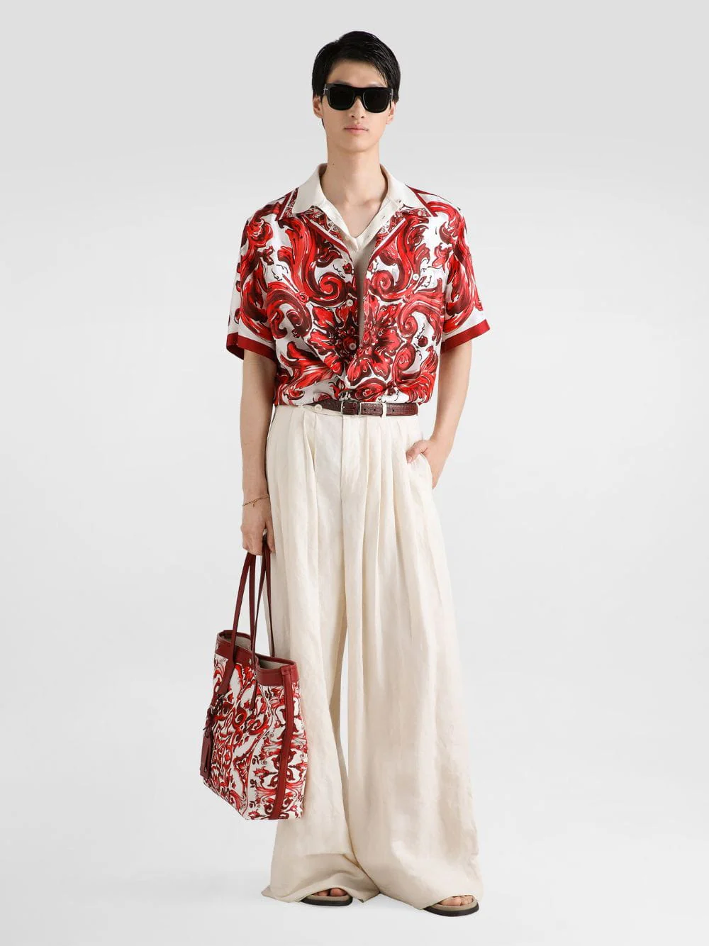Red Majolica-Print Silk Hawaii Shirt - Image 2
