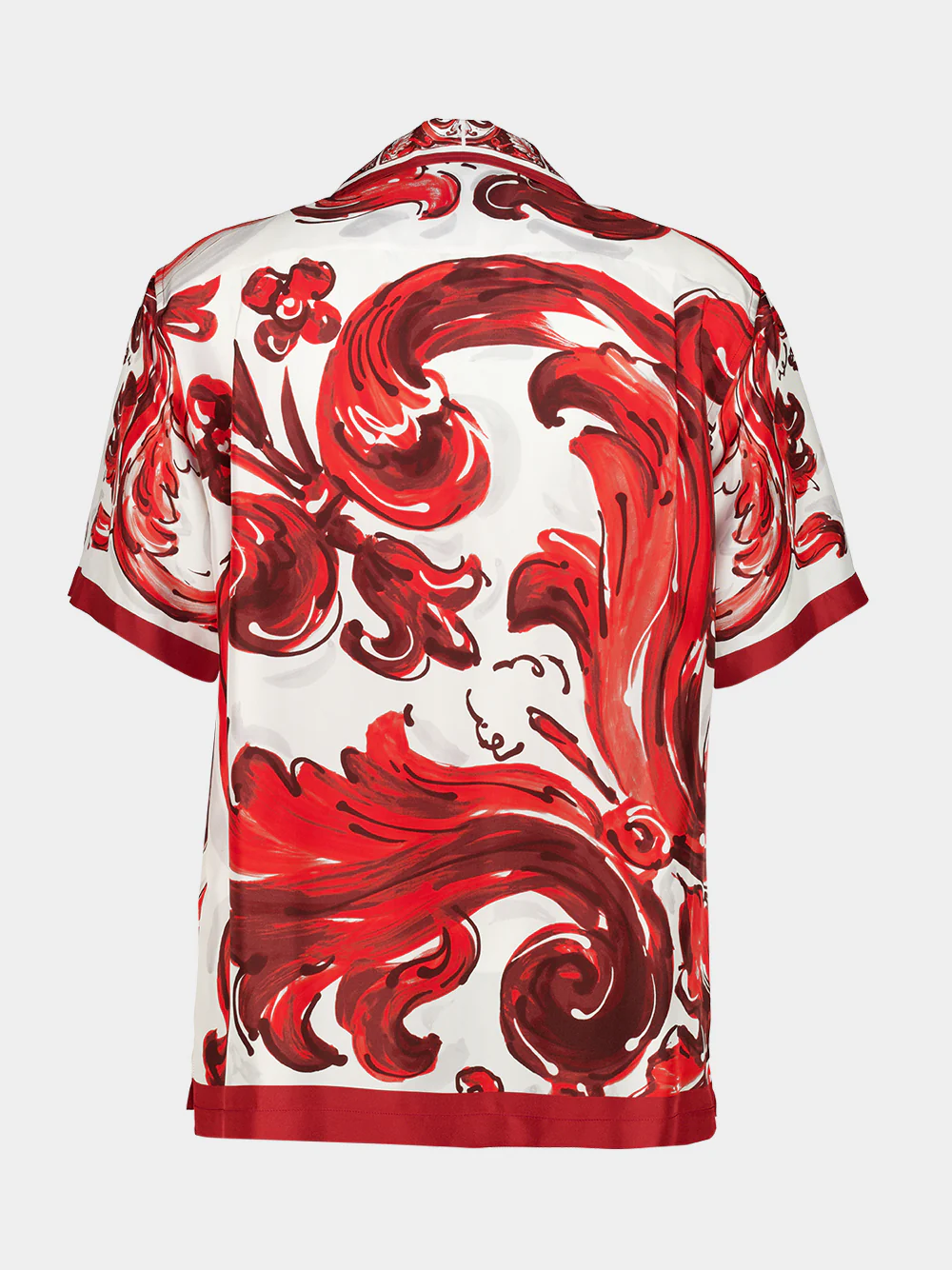 Red Majolica-Print Silk Hawaii Shirt - Image 3