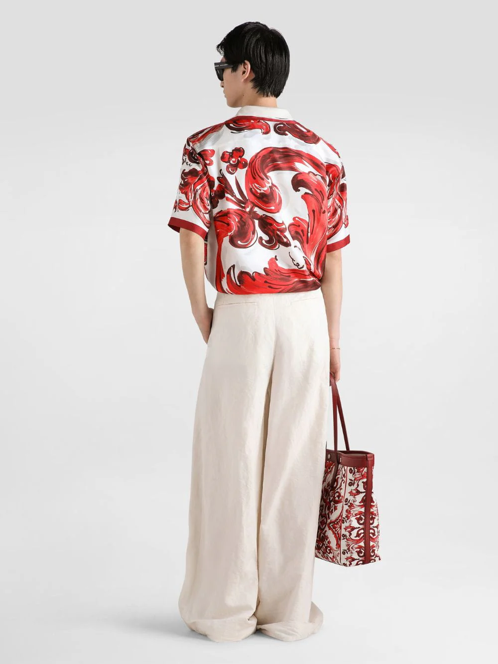 Red Majolica-Print Silk Hawaii Shirt - Image 4