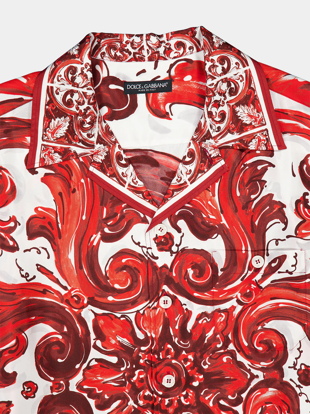 Red Majolica-Print Silk Hawaii Shirt - Image 5