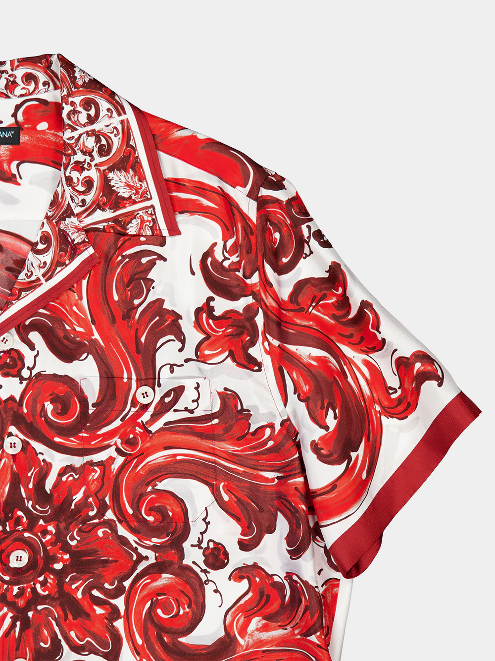 Red Majolica-Print Silk Hawaii Shirt - Image 6