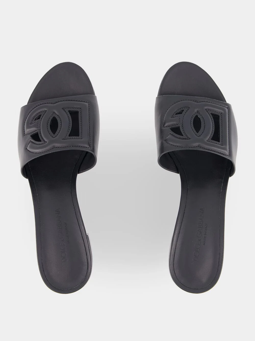 Black Leather Heeled Slides - Image 4