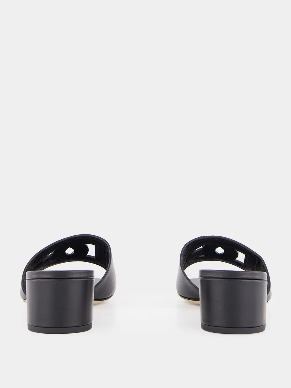 Black Leather Heeled Slides - Image 5