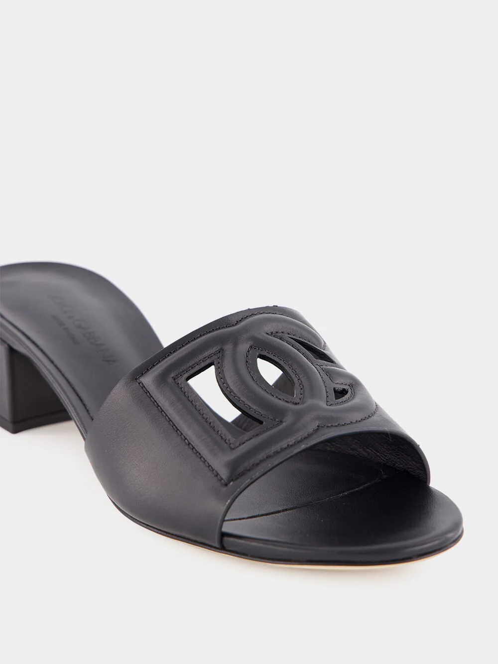 Black Leather Heeled Slides - Image 6