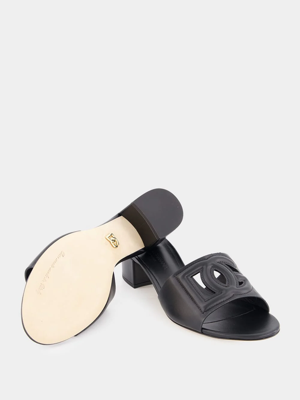 Black Leather Heeled Slides - Image 7