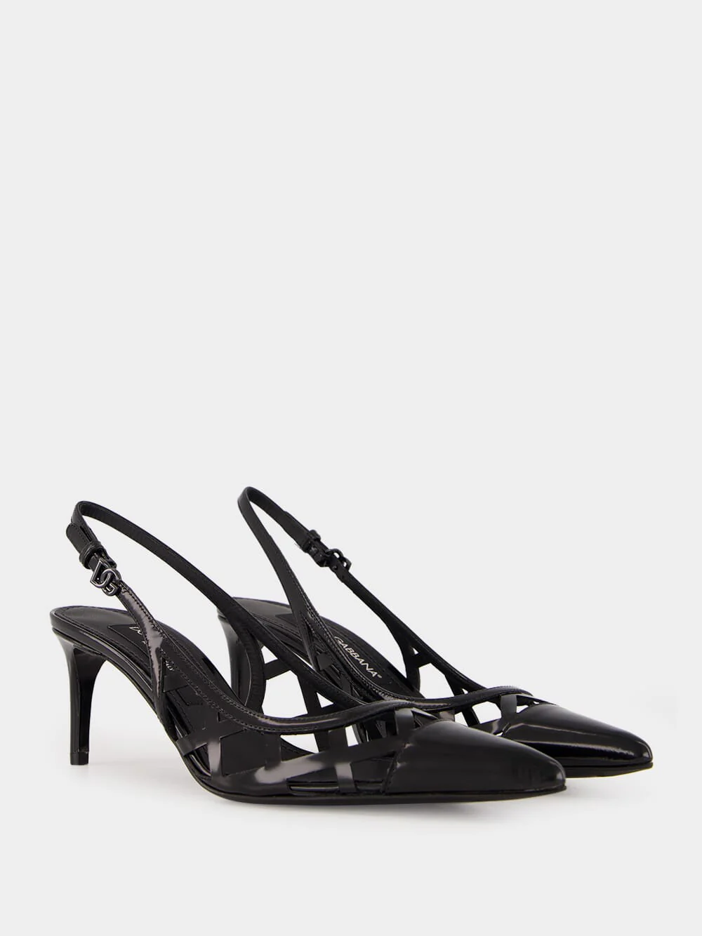Black Leather Slingback Heels - Image 3