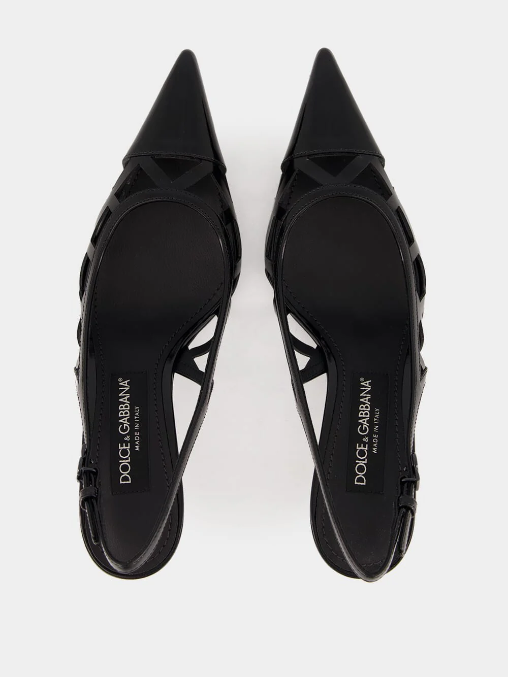 Black Leather Slingback Heels - Image 4