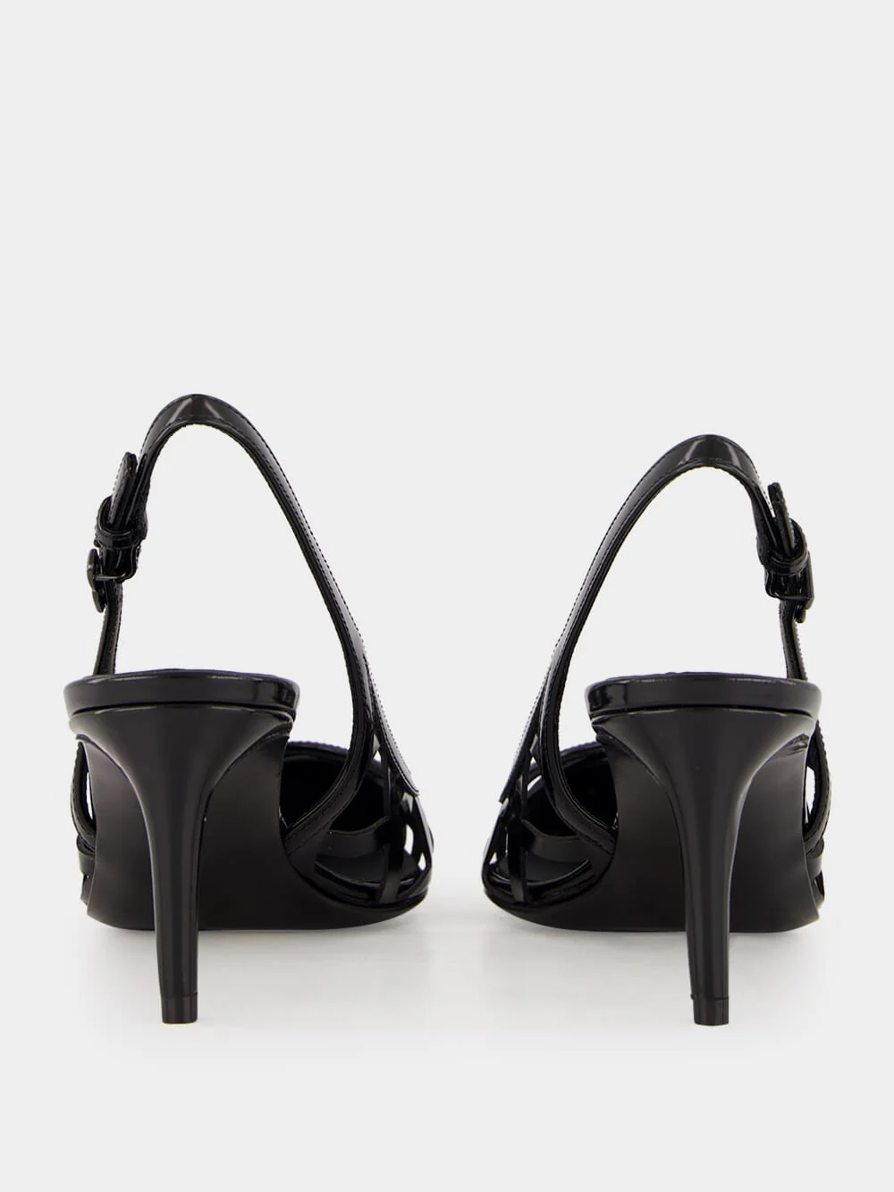 Black Leather Slingback Heels - Image 5
