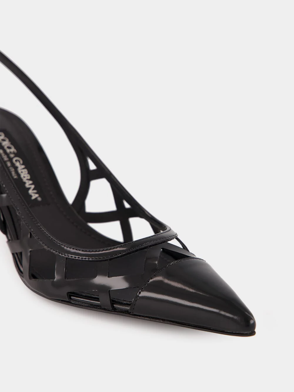 Black Leather Slingback Heels - Image 7