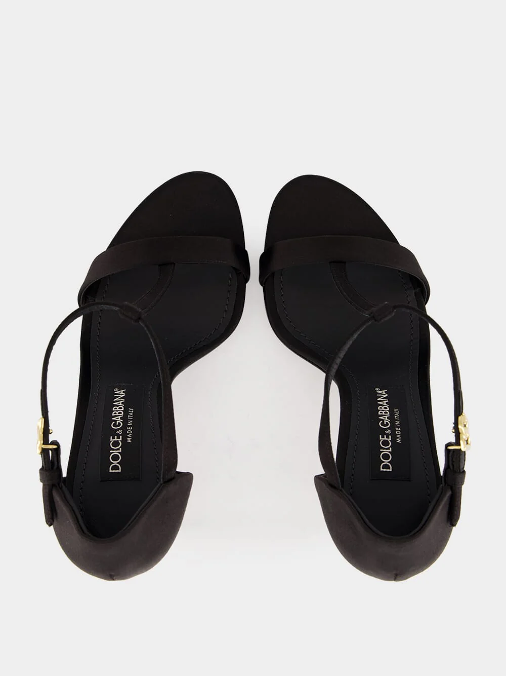 Black Satin T-Bar Sandals - Image 4