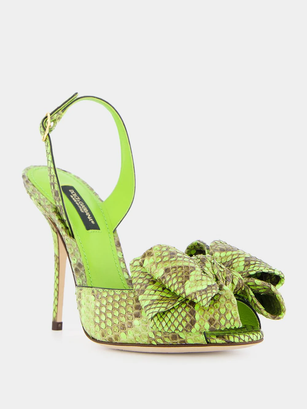 Green Exotic Leather High-Heel Sandals - Image 2