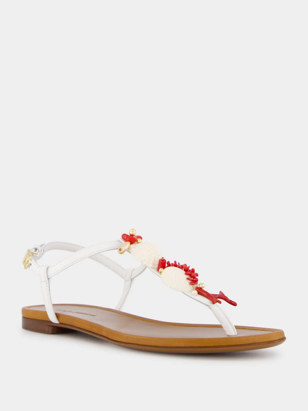 Coral Embroidery Nappa Leather Thong Sandals - Image 2