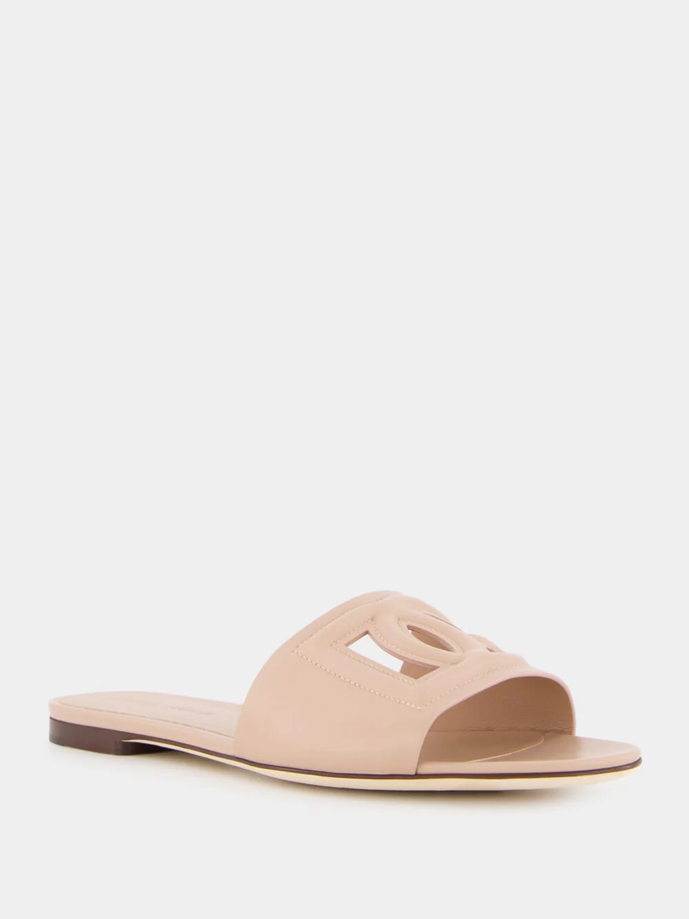 Pale Pink DG Logo Calfskin Flat Slides - Image 2