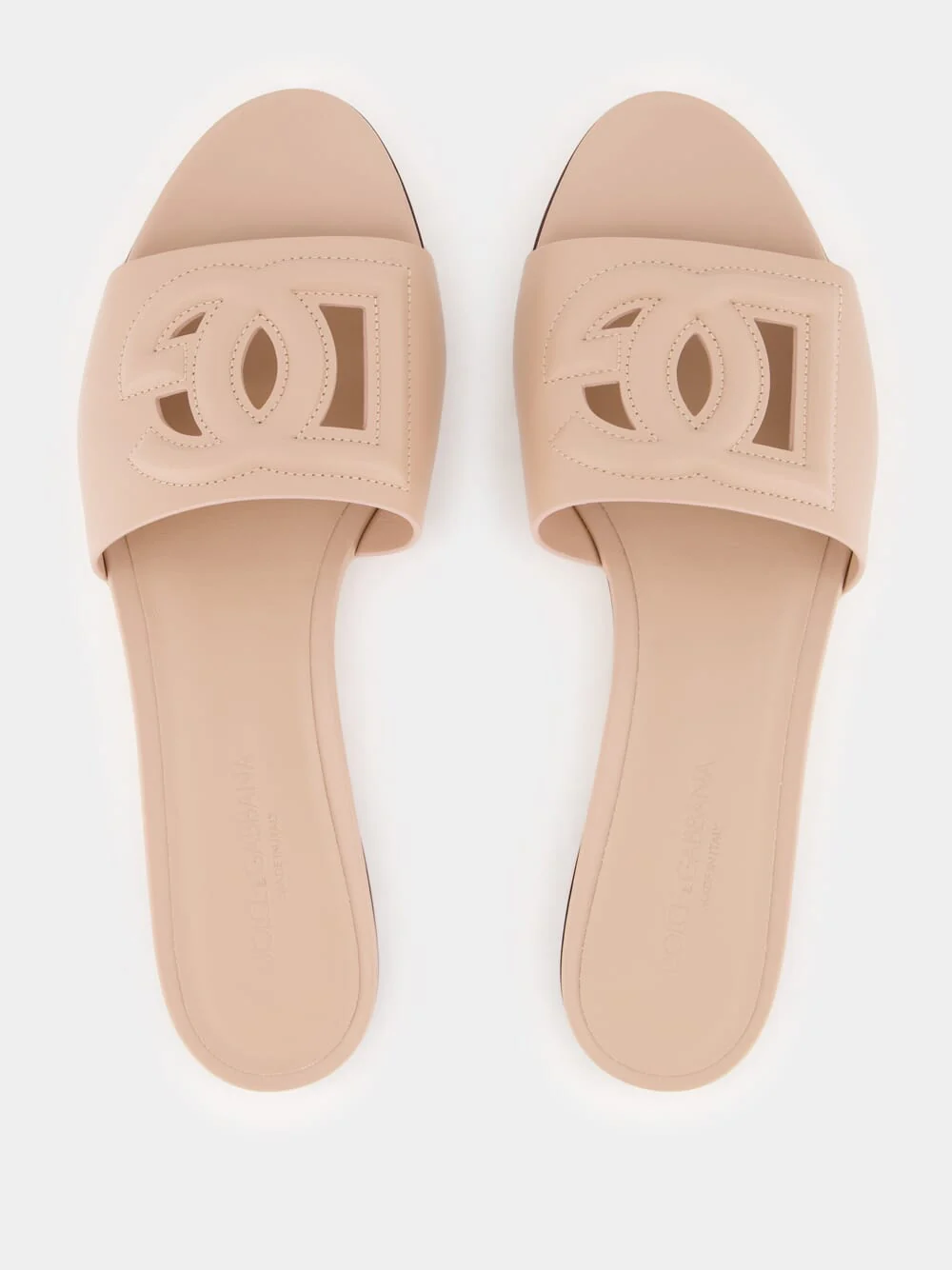 Pale Pink DG Logo Calfskin Flat Slides - Image 4