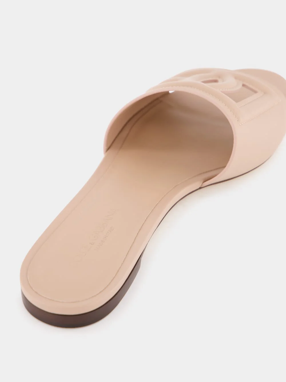 Pale Pink DG Logo Calfskin Flat Slides - Image 7